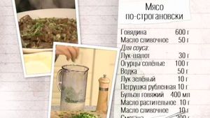 Рецепт мяса по-строгановски: говядина в горячем соусе из сметаны, водки и соленых огурцов